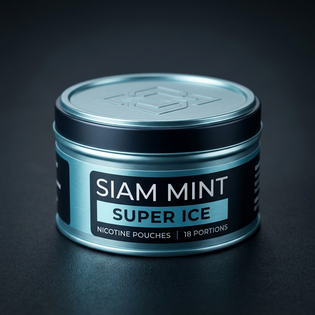 Siam Mint Nicotine Pouches Can - Ice Cyan Design
